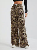 Full Size Leopard Print Wide Leg Pants Plus Size - Lilixa.store