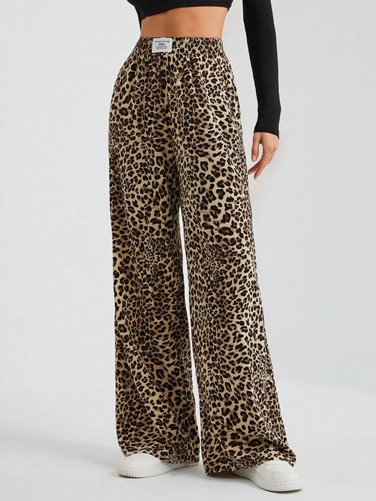 Full Size Leopard Print Wide Leg Pants Plus Size - Lilixa.store