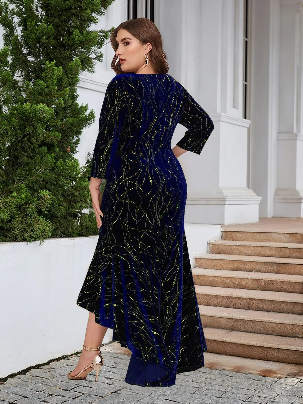 Plus Size Ruffle Hem High-Low Dress - Lilixa.store