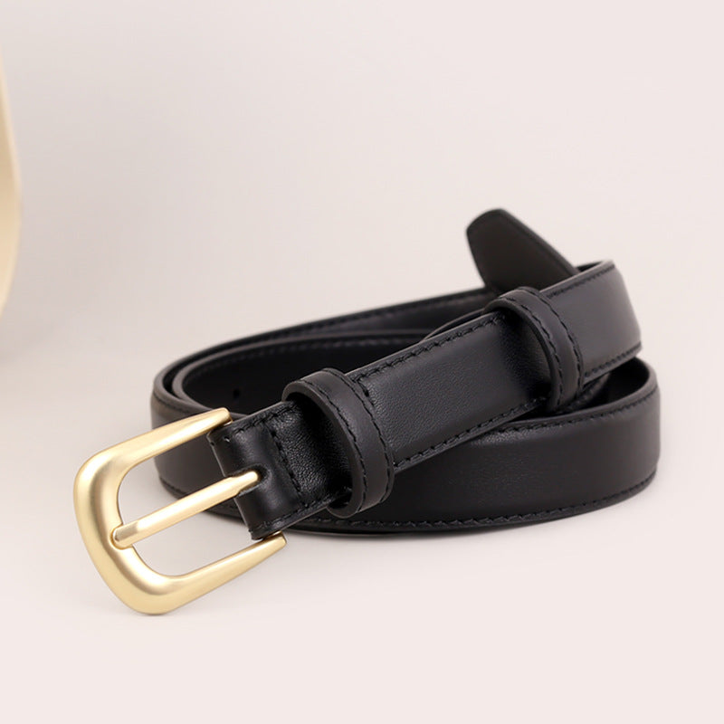 Classic Leather Belt with Golden Buckle - Lilixa.store