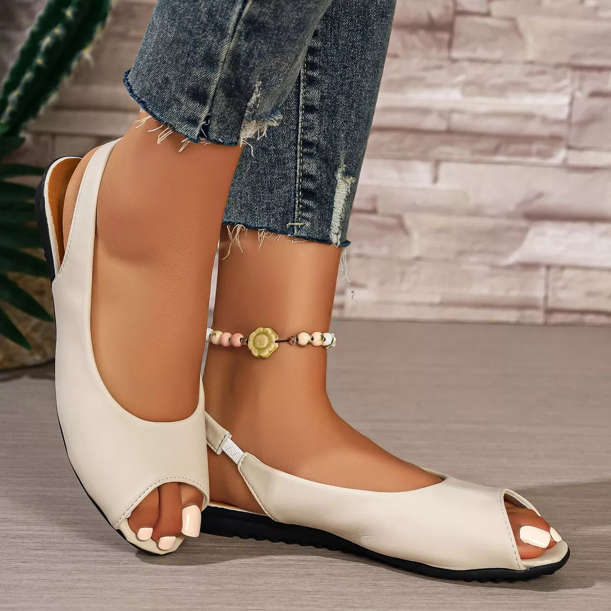 Peep Toe Flats Sandals - Lilixa.store