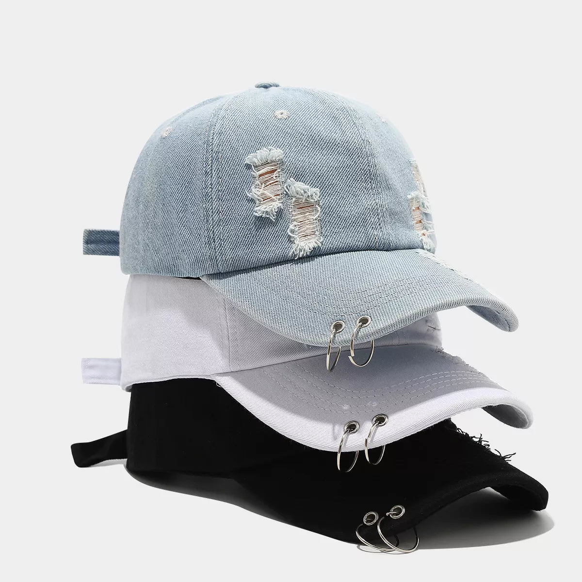 Distressed Denim Baseball Cap - Lilixa.store