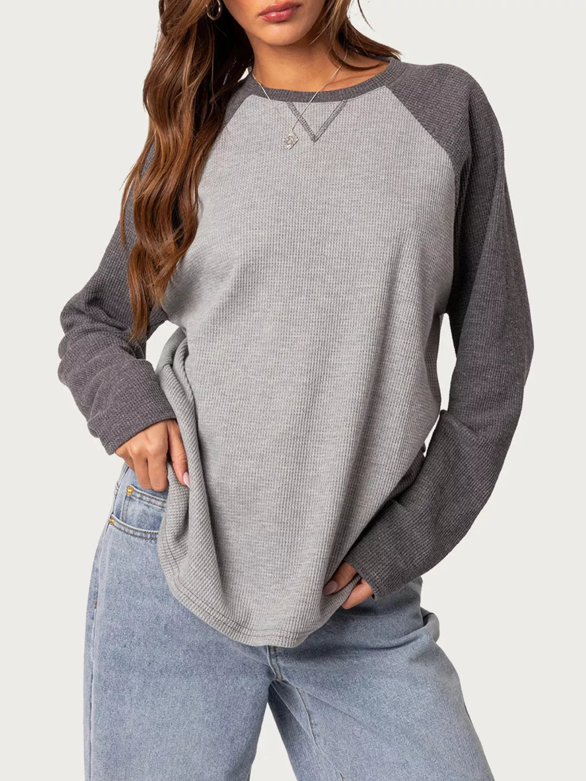 Color-Block Raglan Long Sleeve T-Shirt