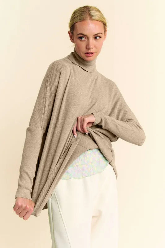 Davi & Dani Turtleneck Long Sleeve Knit Top - Lilixa.store