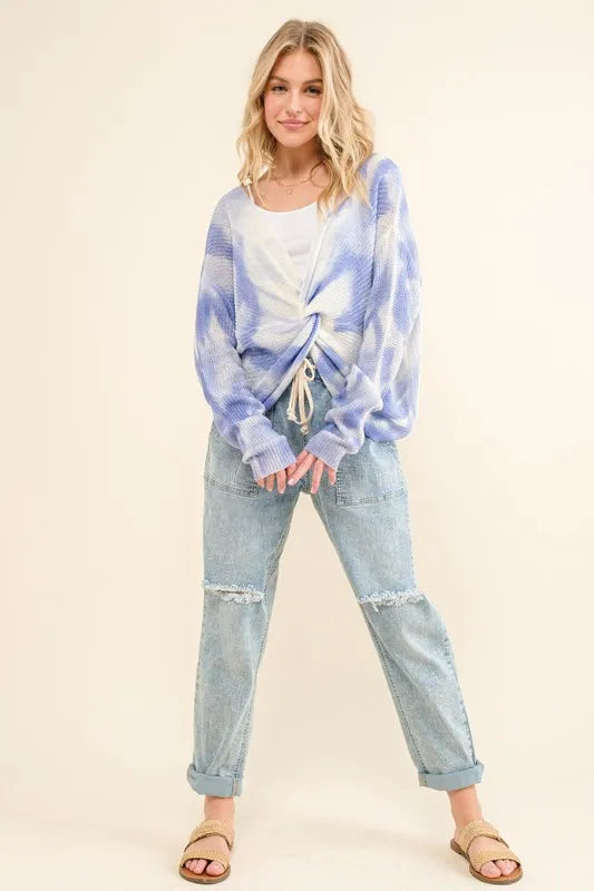 And The Why Blue Tie Dye Twisted Sweater, view 4