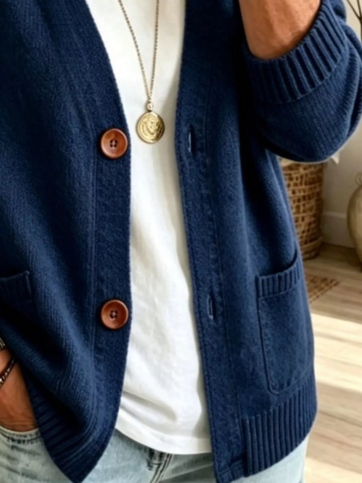 Full Size Button Up Raglan Sleeve Cardigan Plus Size