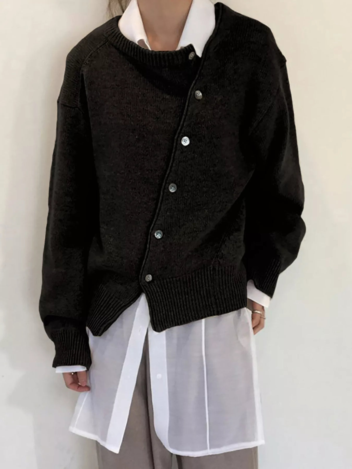 Asymmetric Button-Down Sweater