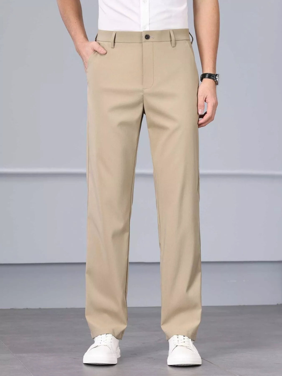 Men's Casual Straight Leg Pants in Khaki