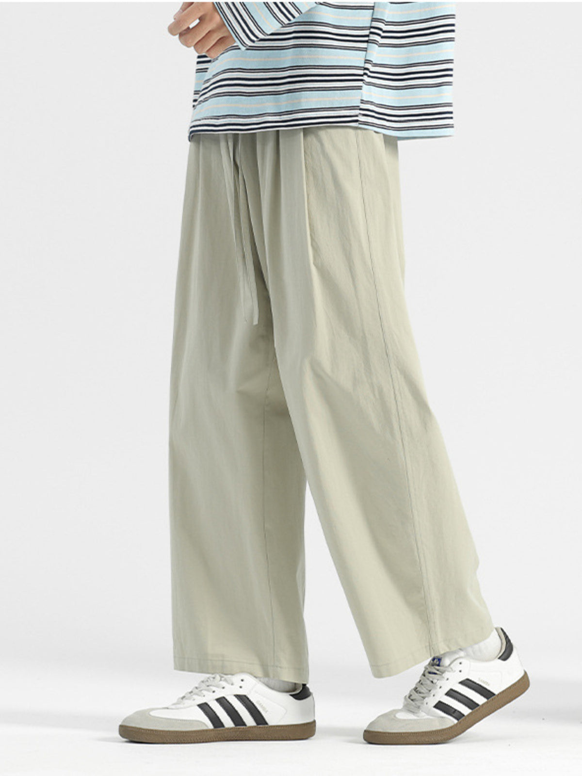 Men's Plus Size Wide Leg Drawstring Casual Pants, view 3