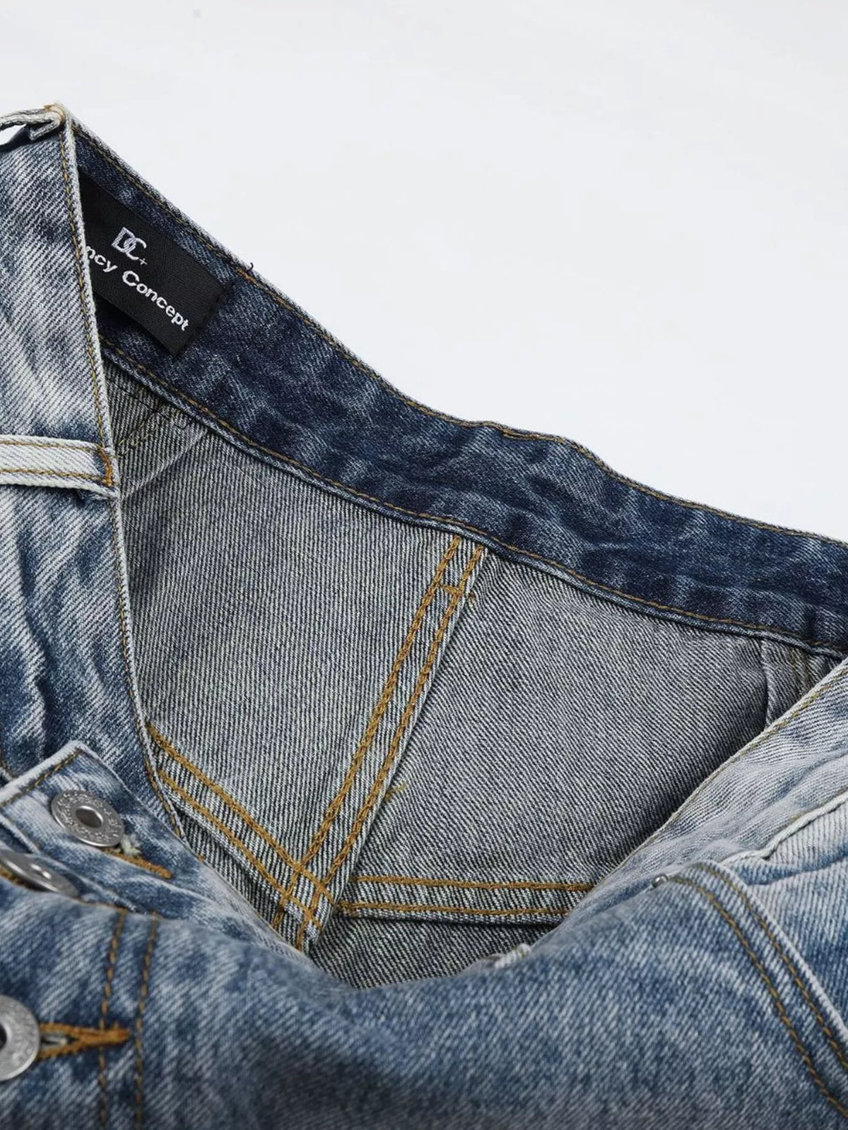 Men's High-Waisted Asymmetric Button-Fly Wide-Leg Denim Capris - Lilixa.store