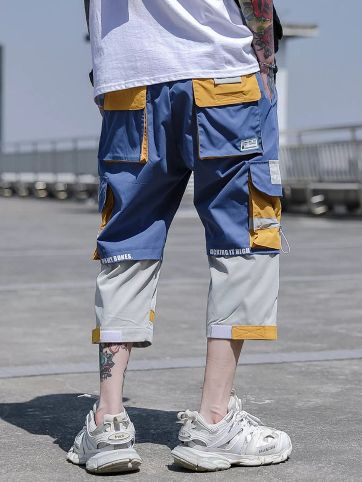 Men's Plus Size Color Block Cargo Pants, view 2