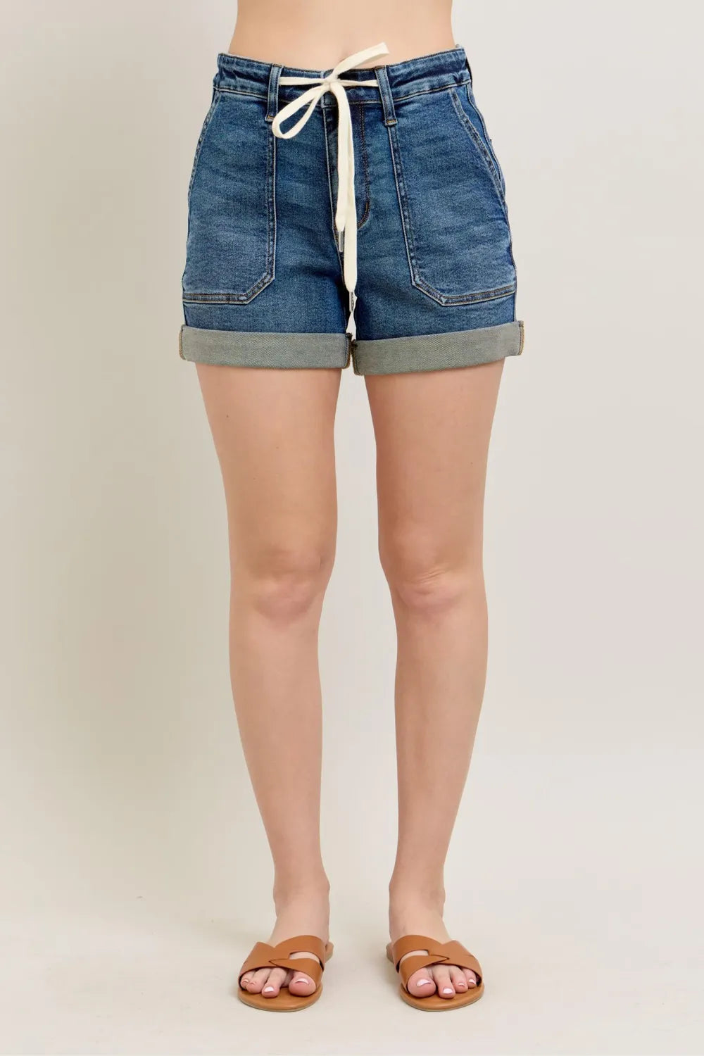 Judy Blue Full Size High Rise Cuff Denim Shorts Plus Size - Lilixa.store