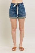 Judy Blue Full Size High Rise Cuff Denim Shorts Plus Size - Lilixa.store