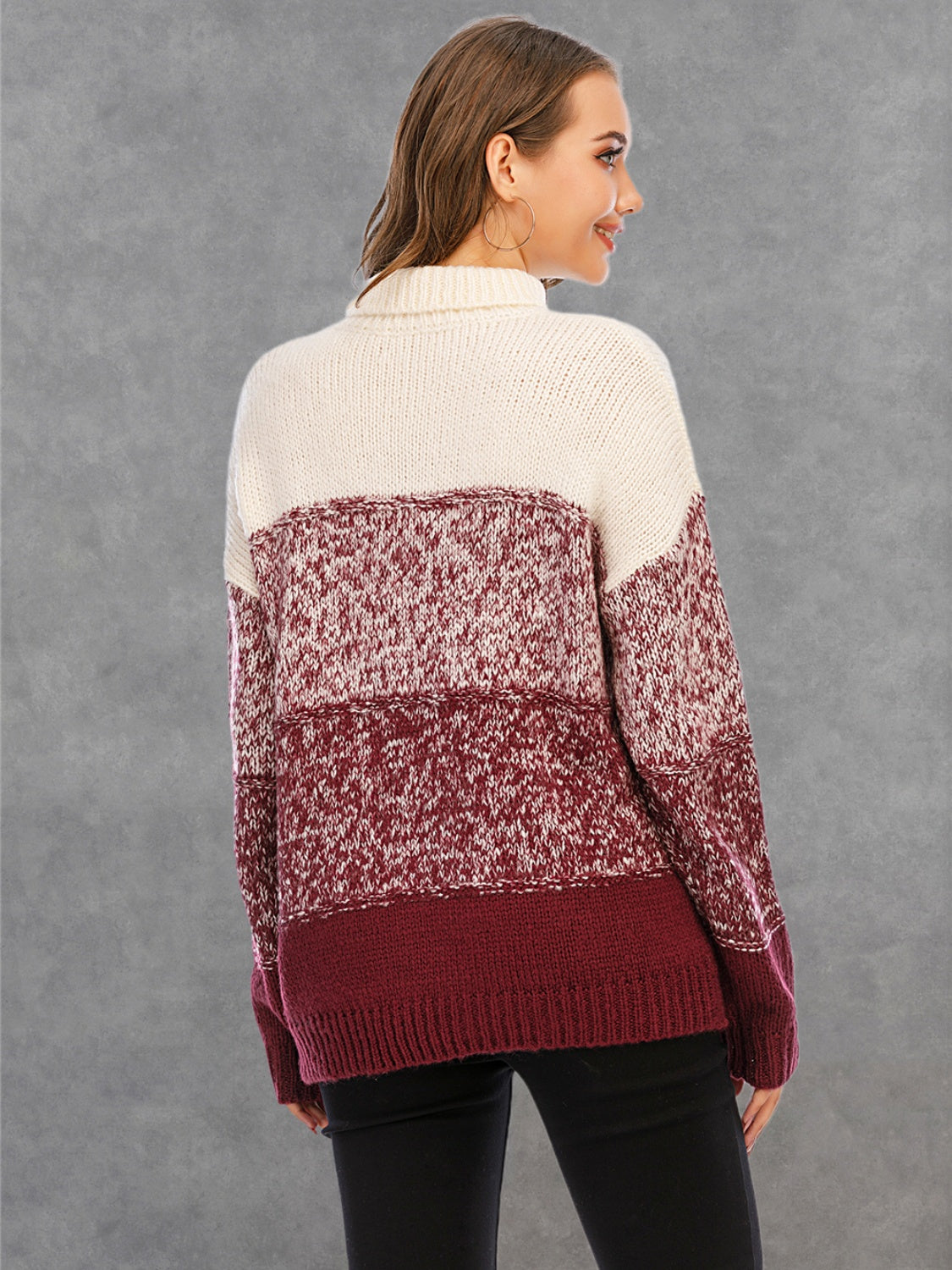 Angel Wings Color Block Turtleneck Sweater, view 6