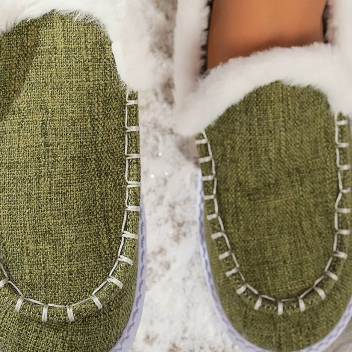 Faux Fur Lined Round Toe Shoes - Lilixa.store