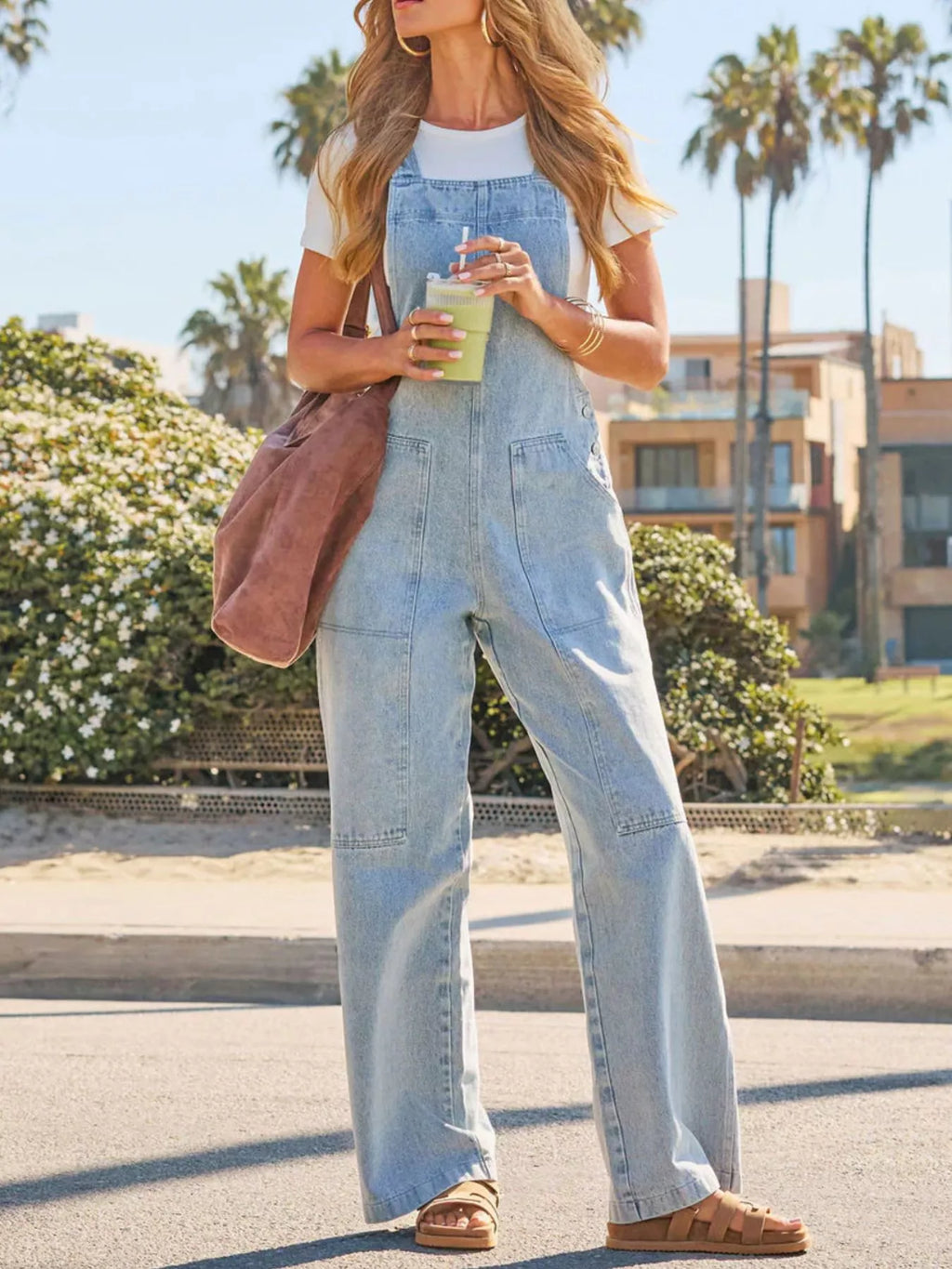Wash Wide-Leg Denim Overalls - Lilixa.store