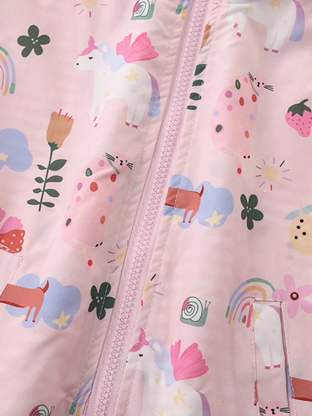 Children's Unicorn and Floral Print Hooded Jacket