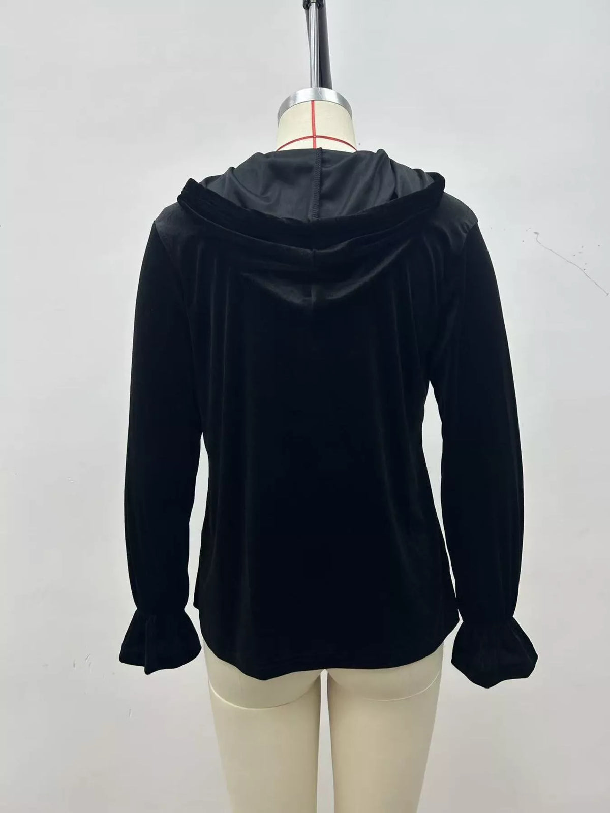 Full Size Velvet Button-Down Hooded Outerwear Plus Size - Lilixa.store