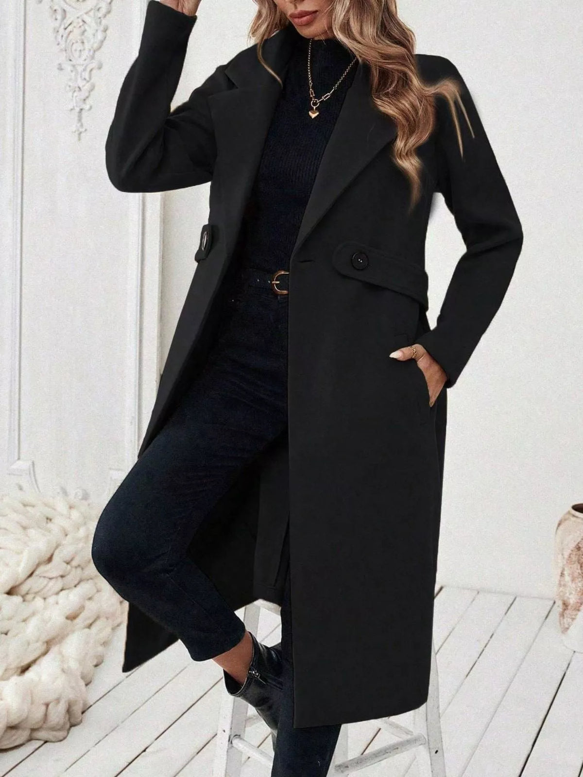 Single-Button Longline Coat