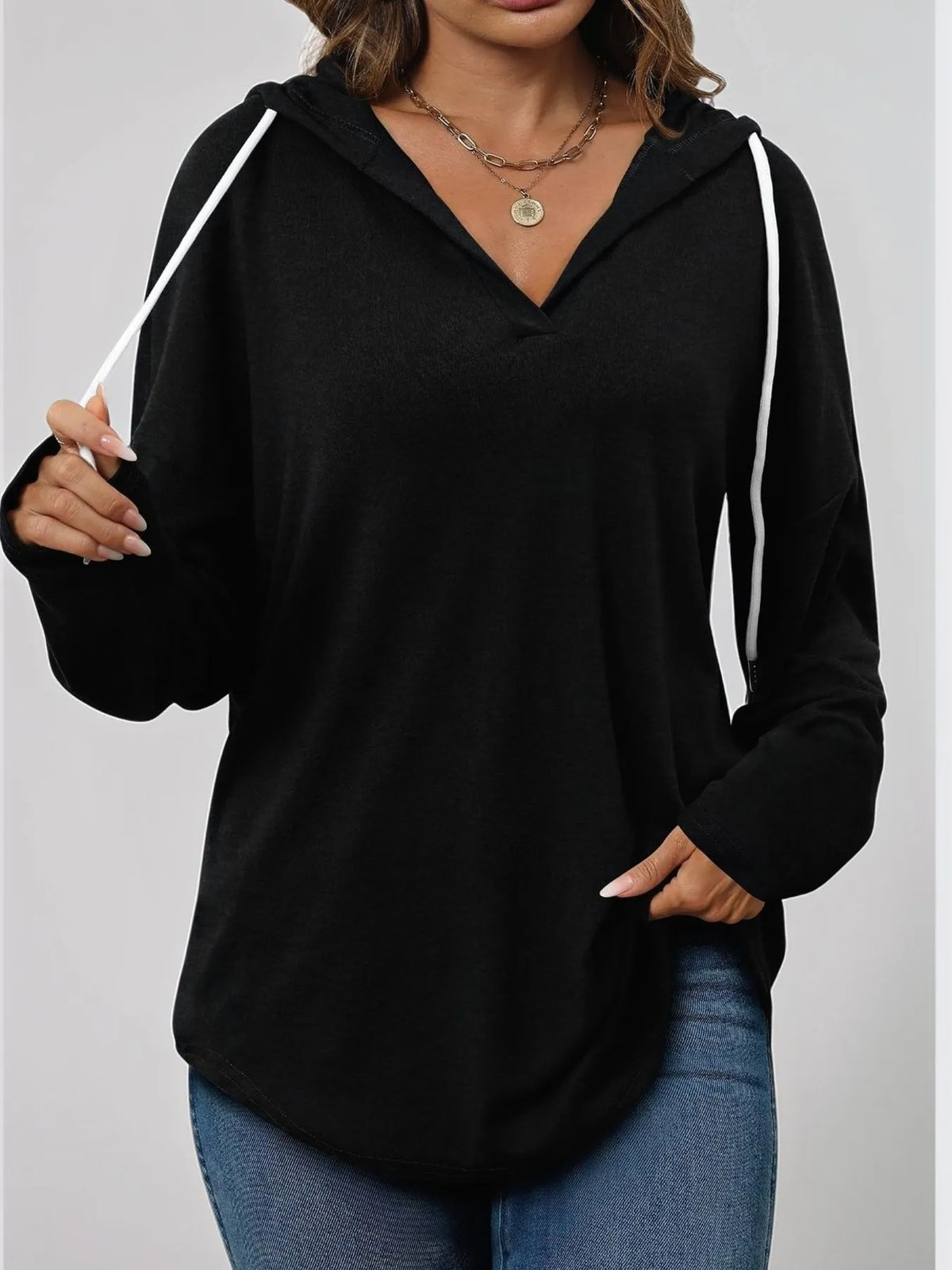 Full Size Drawstring Long Sleeve Hoodie Plus Size - Lilixa.store