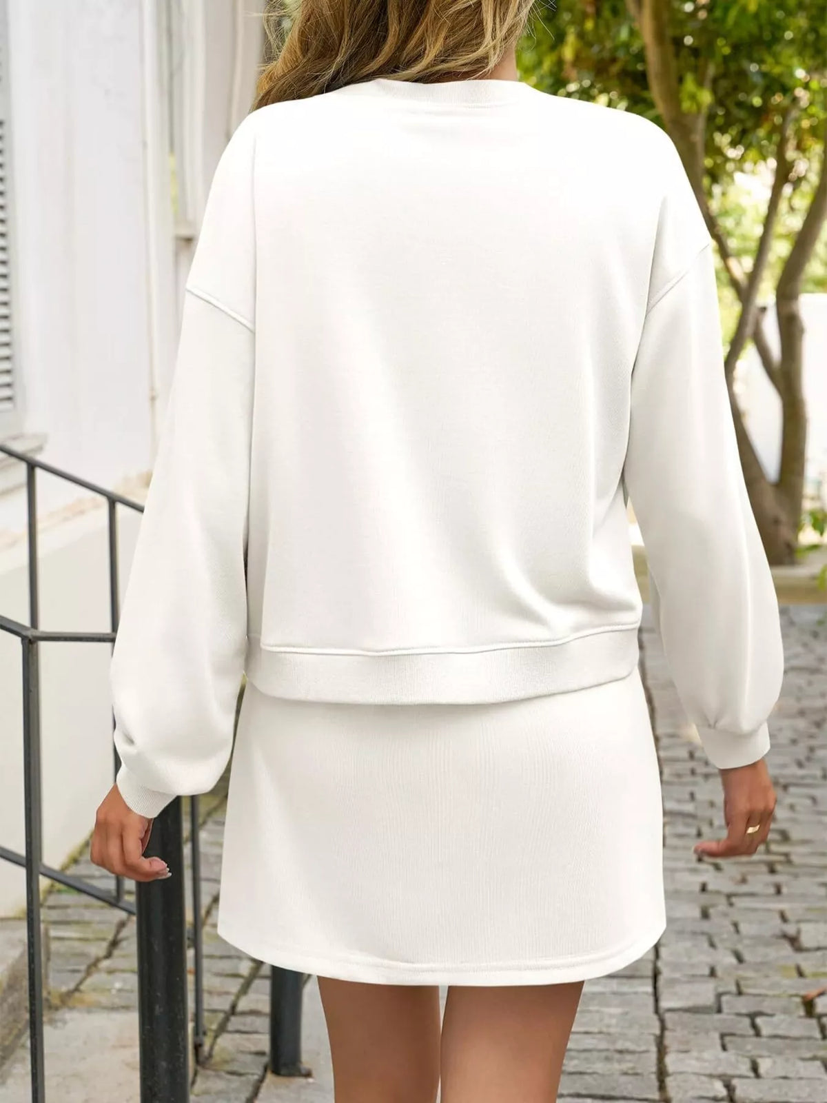 Long Sleeve Sweatshirt and Split Skort Set, view 4
