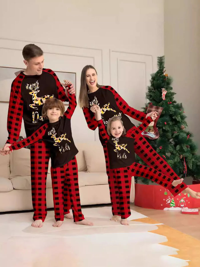 Full Size Family Matching Christmas Pajamas Set with Reindeer Graphic Plus Size - Lilixa.store