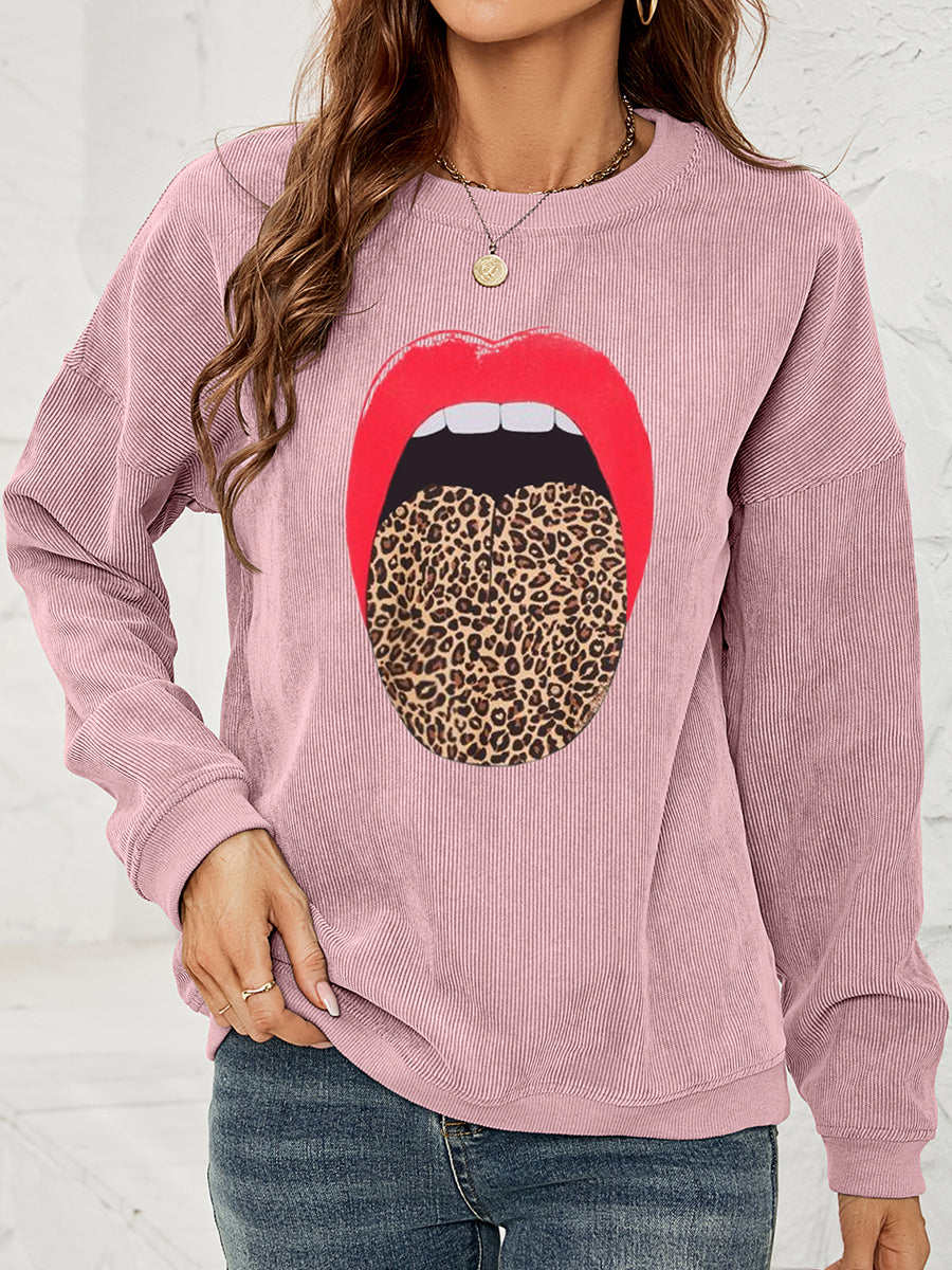Round Neck Dropped Shoulder MAMA Graphic Sweatshirt, view 2