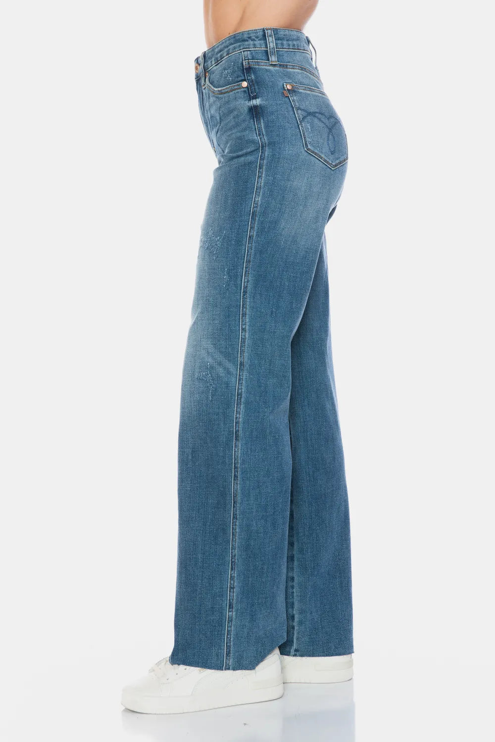 Judy Blue Full Size Tummy Control Cut Raw Hem Straight Jeans - Lilixa.store