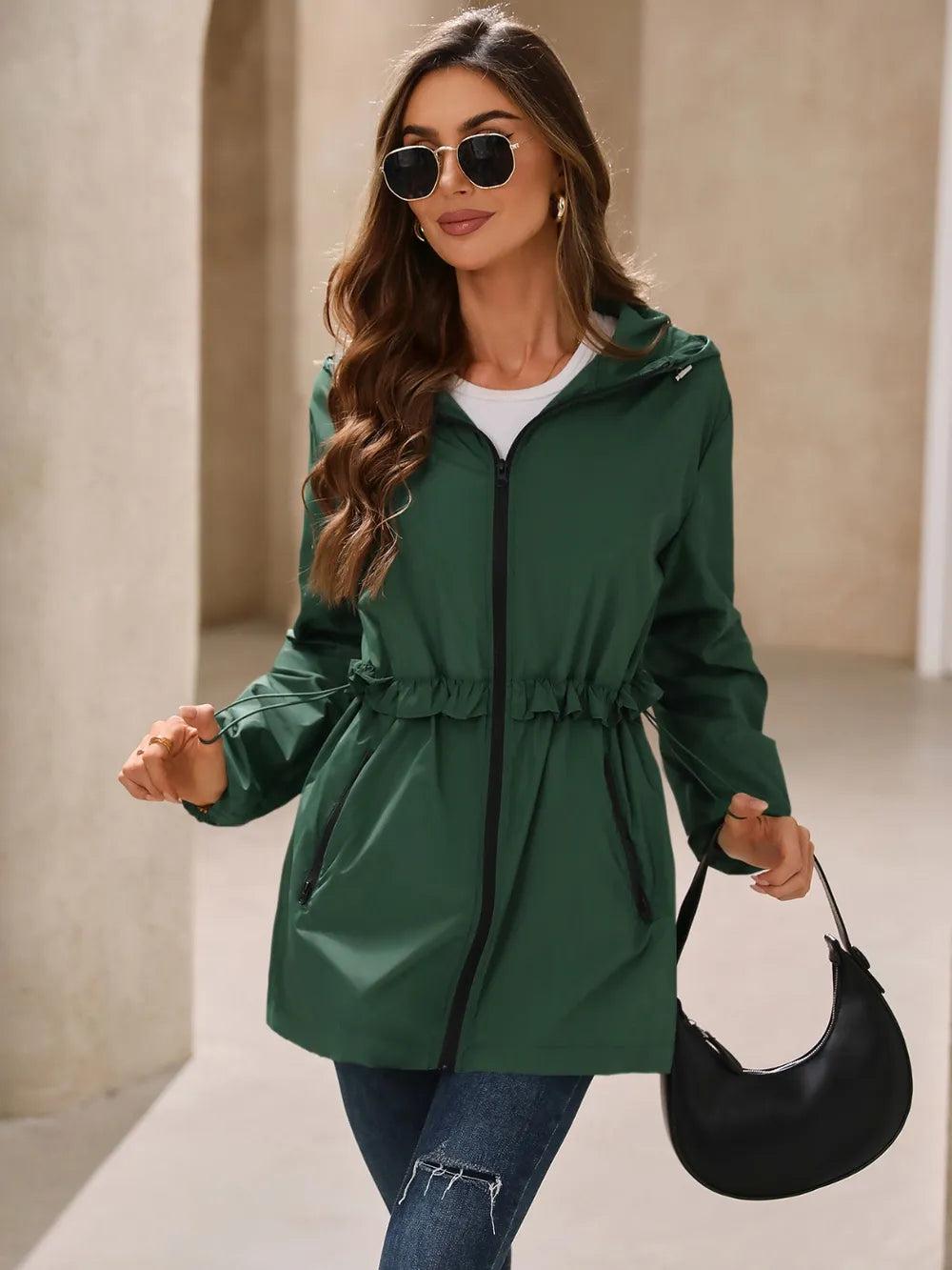 Ivy Lane Outdoor Waterproof Long Sleeve Hooded Windbreaker, view 14