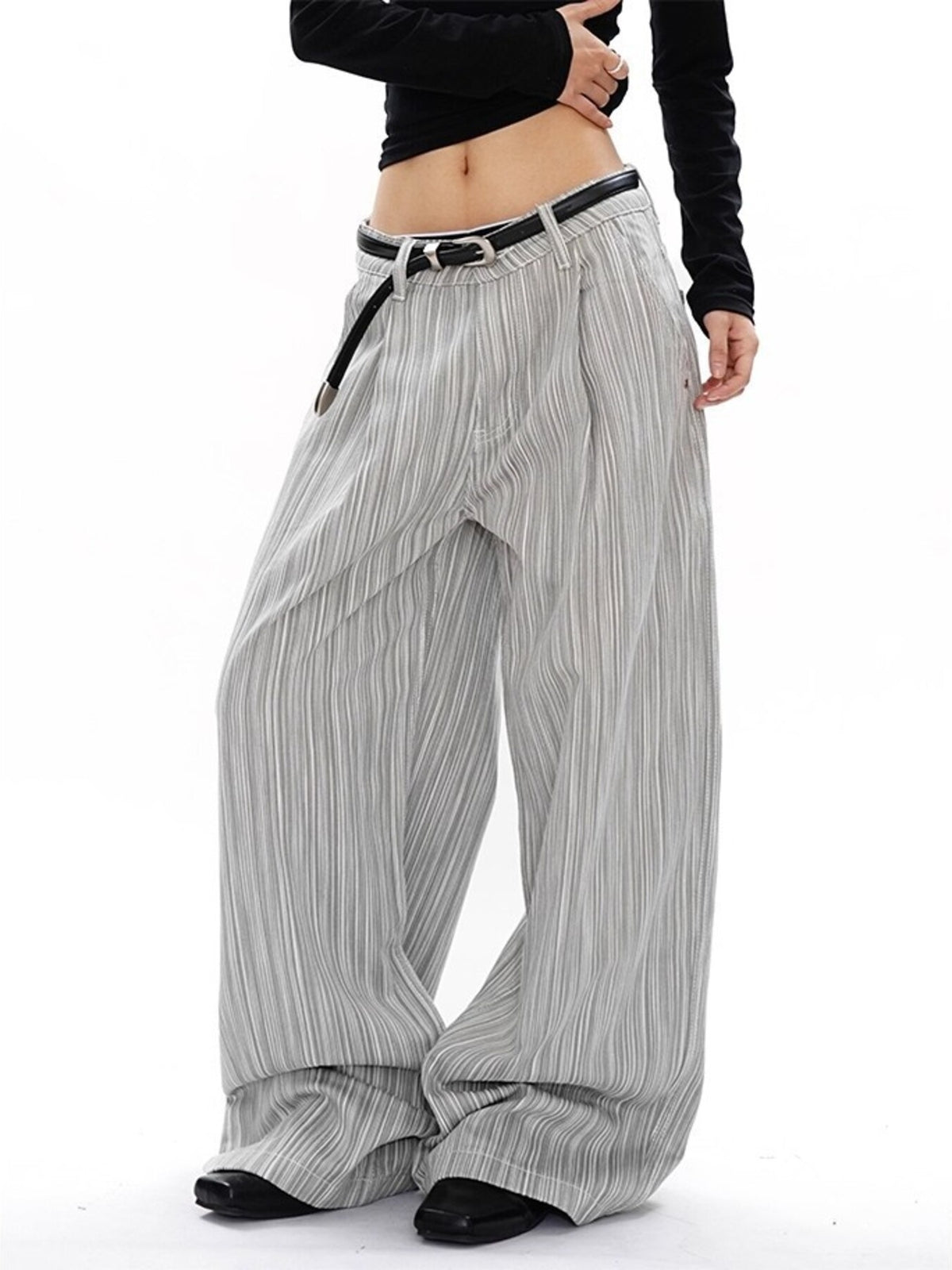 Men's Plus Size Wide Leg Pants in Gray, view 3