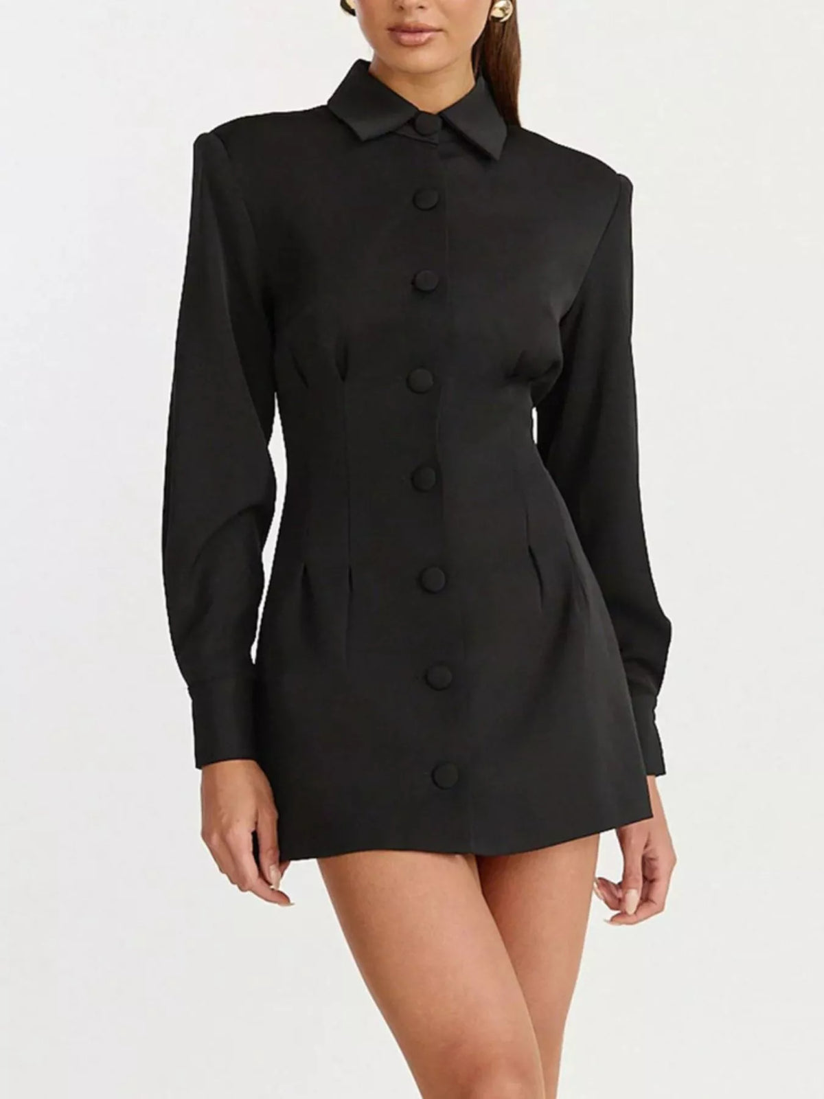 Corset-Style Button-Down Blazer Dress, view 4