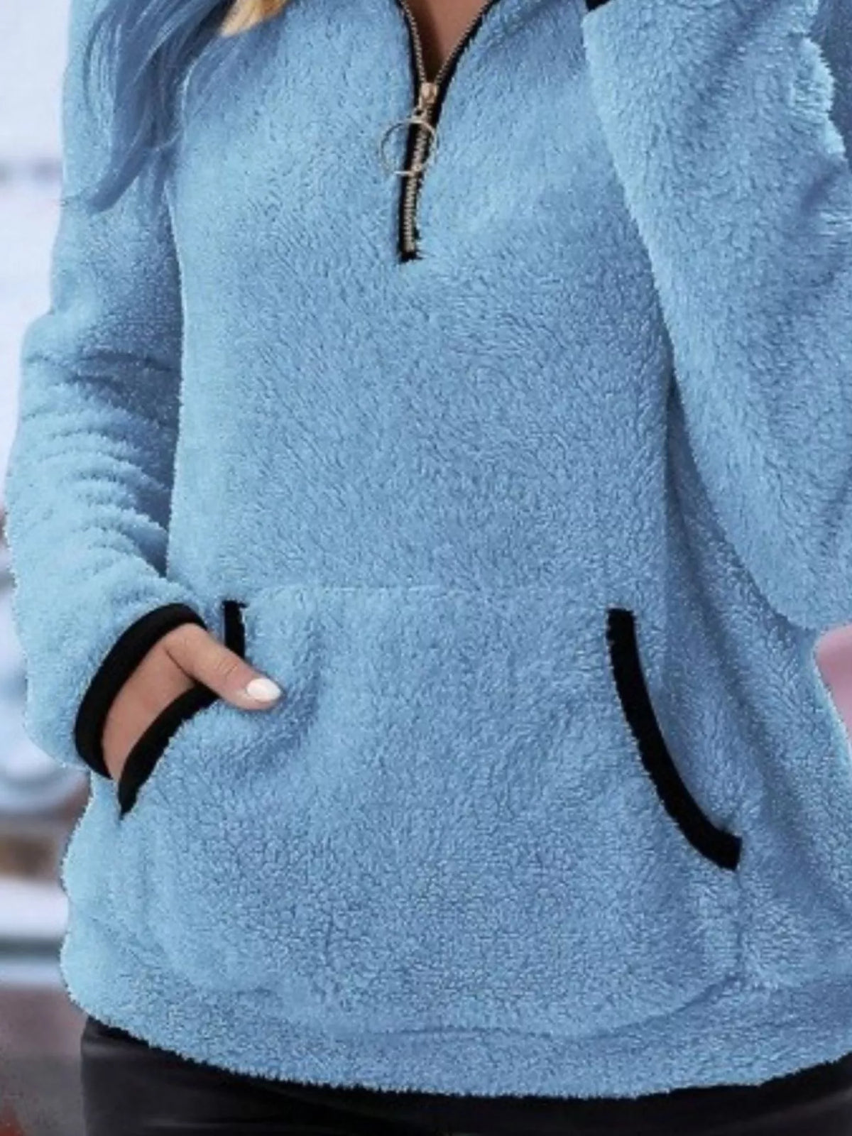 Full Size Cozy Fleece Quarter Zip Long Sleeve Sweatshirt Plus Size - Lilixa.store