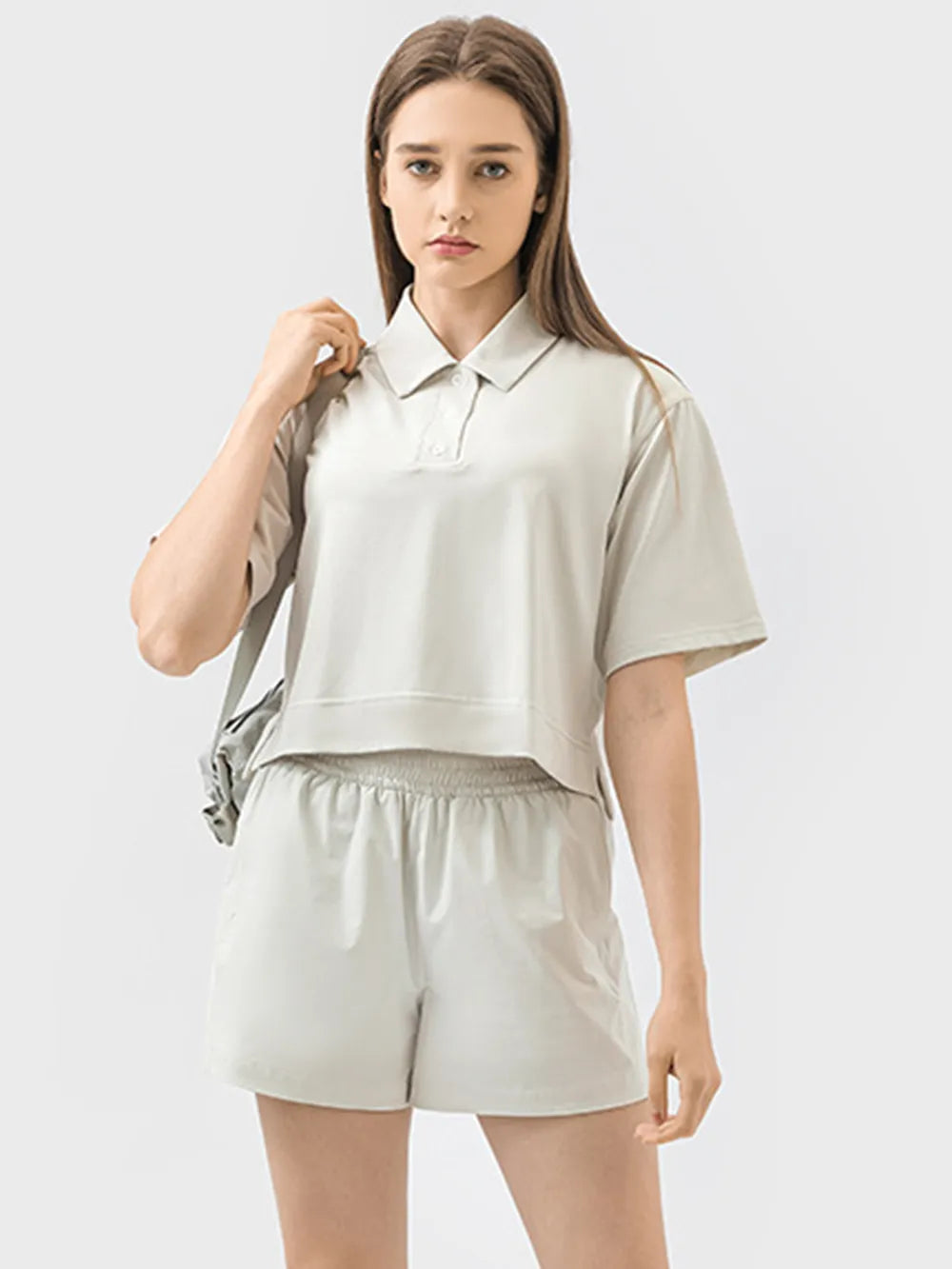 Millennia Half Button Short Sleeve Active T-Shirt - Lilixa.store