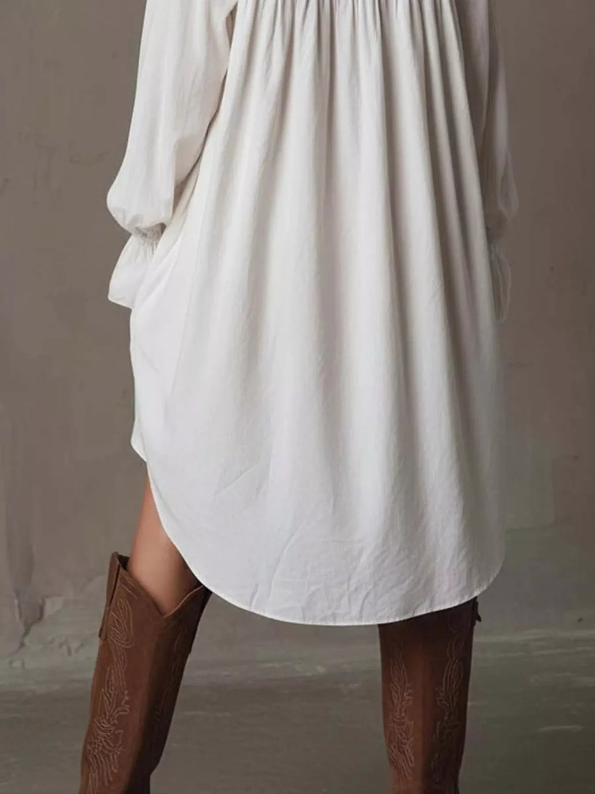 Embroidered High-Low Shirt Dress - Lilixa.store