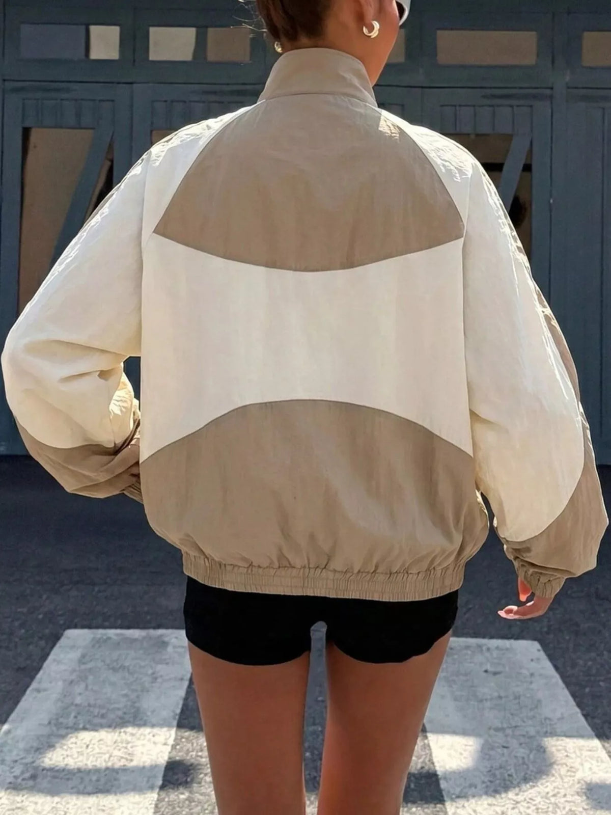 Color Block Zip-Up Jacket