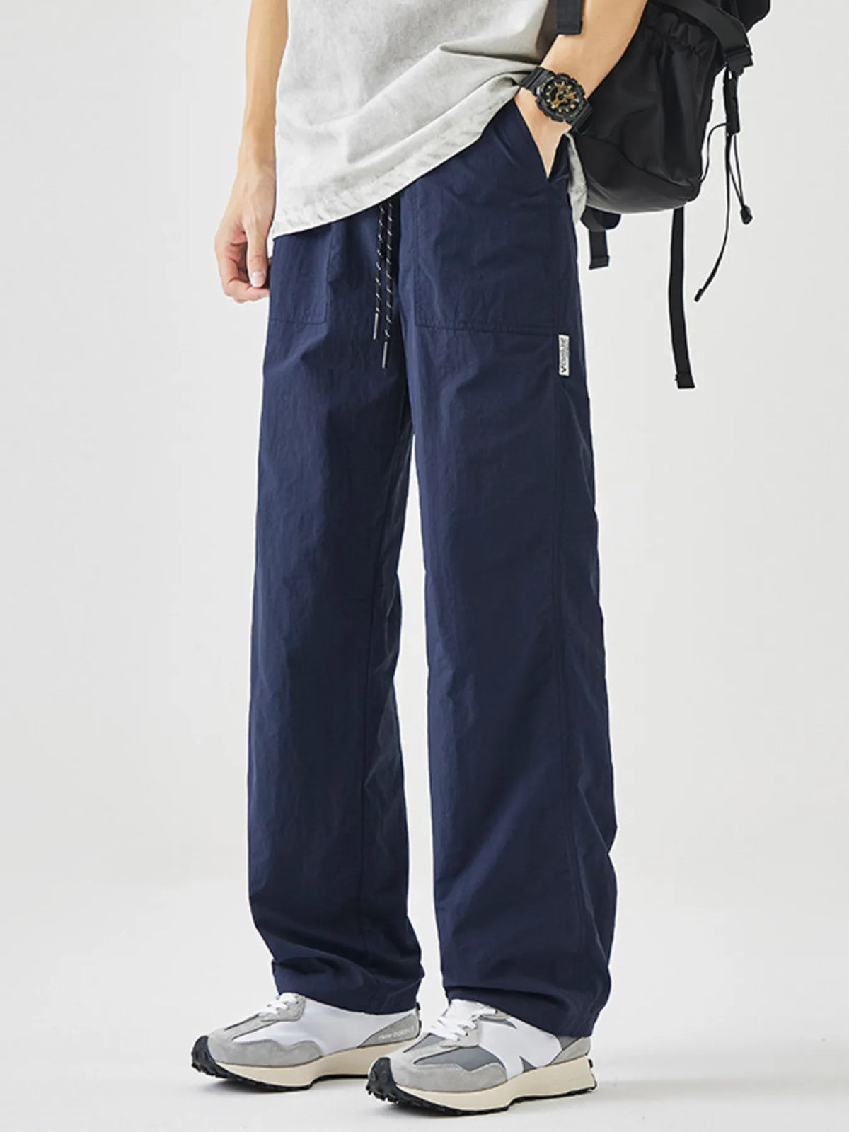 Men's Plus Size Drawstring Wide Leg Pants, view 2