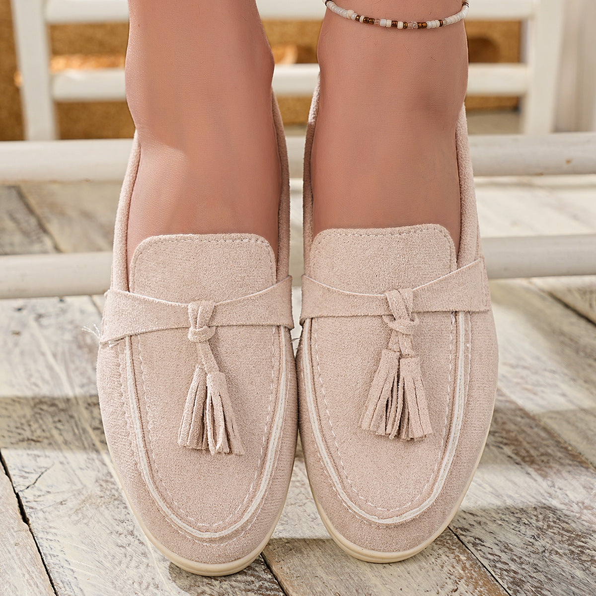 Tassel Round Toe Slip-Ons, view 3