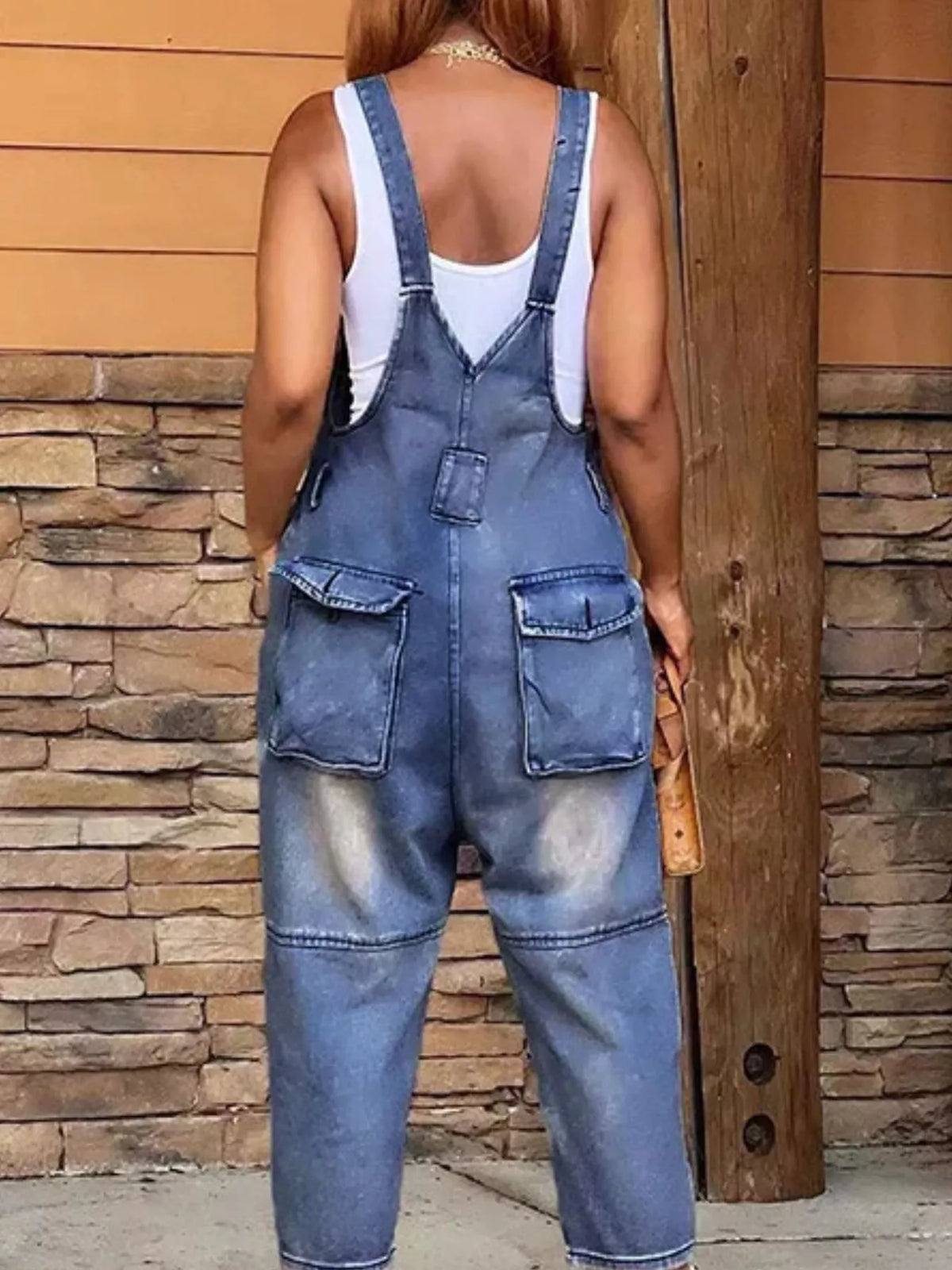 Full Size Button Front Denim Overalls with Pockets Plus Size - Lilixa.store
