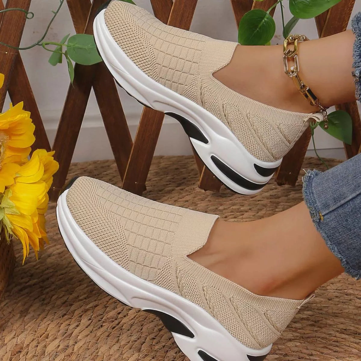 Round Toe Mesh Slip-Ons, view 12