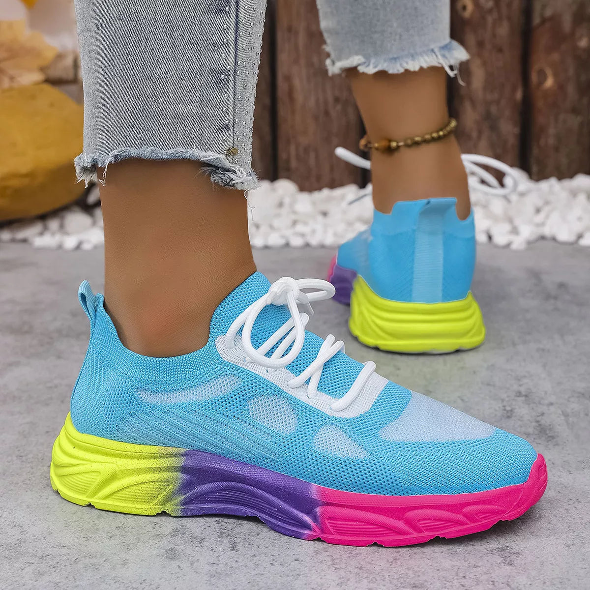 Lace Up Round Toe Sneakers - Lilixa.store
