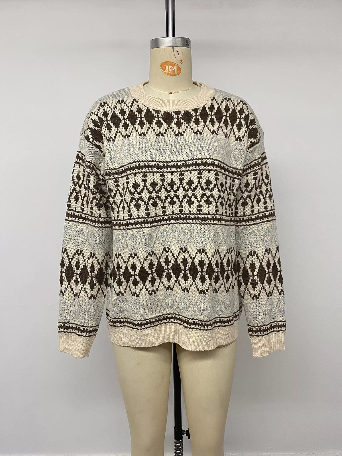 Fair Isle Pattern Crew Neck Sweater