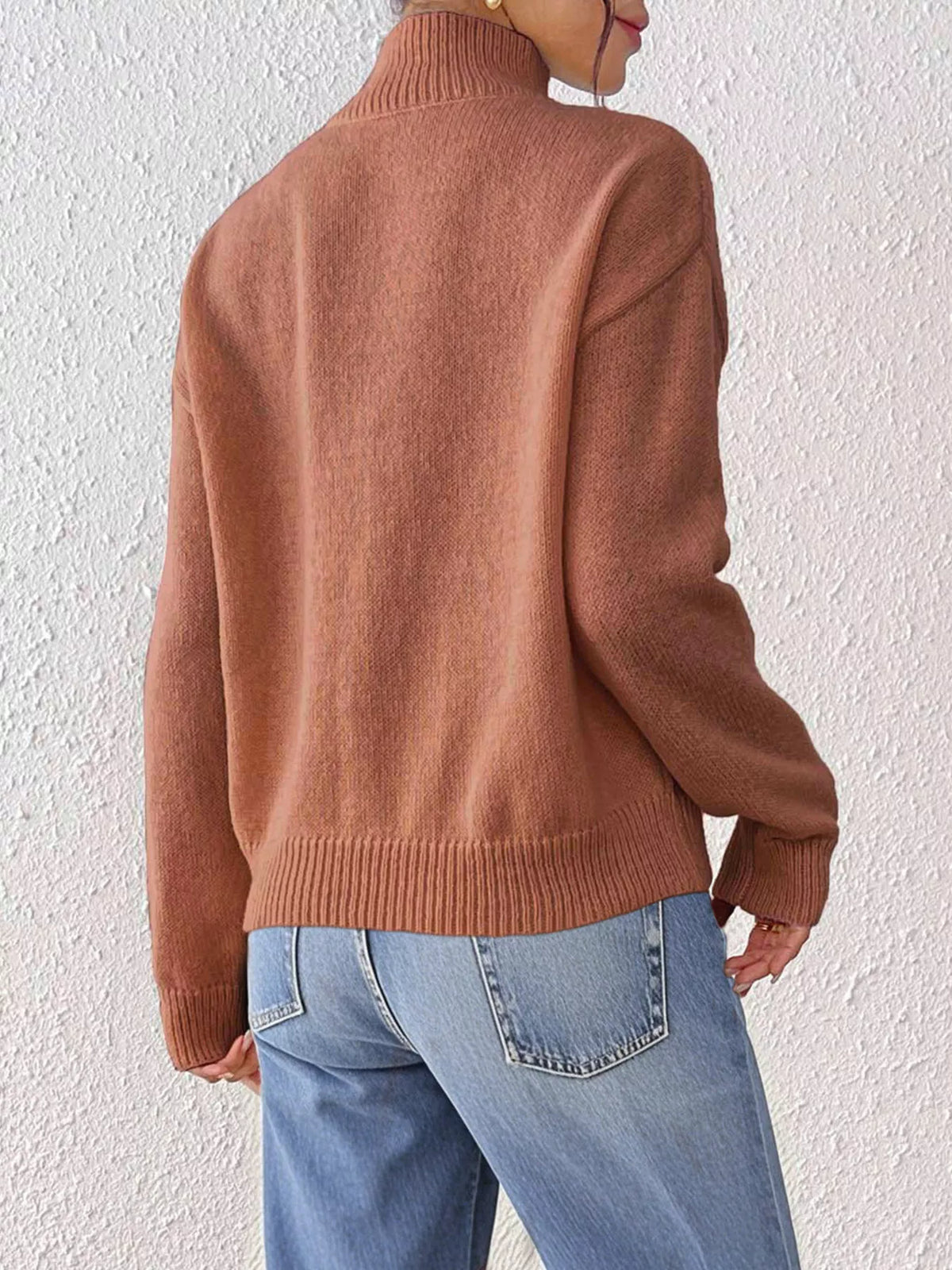 Center Seam Detail Turtleneck Sweater - Lilixa.store
