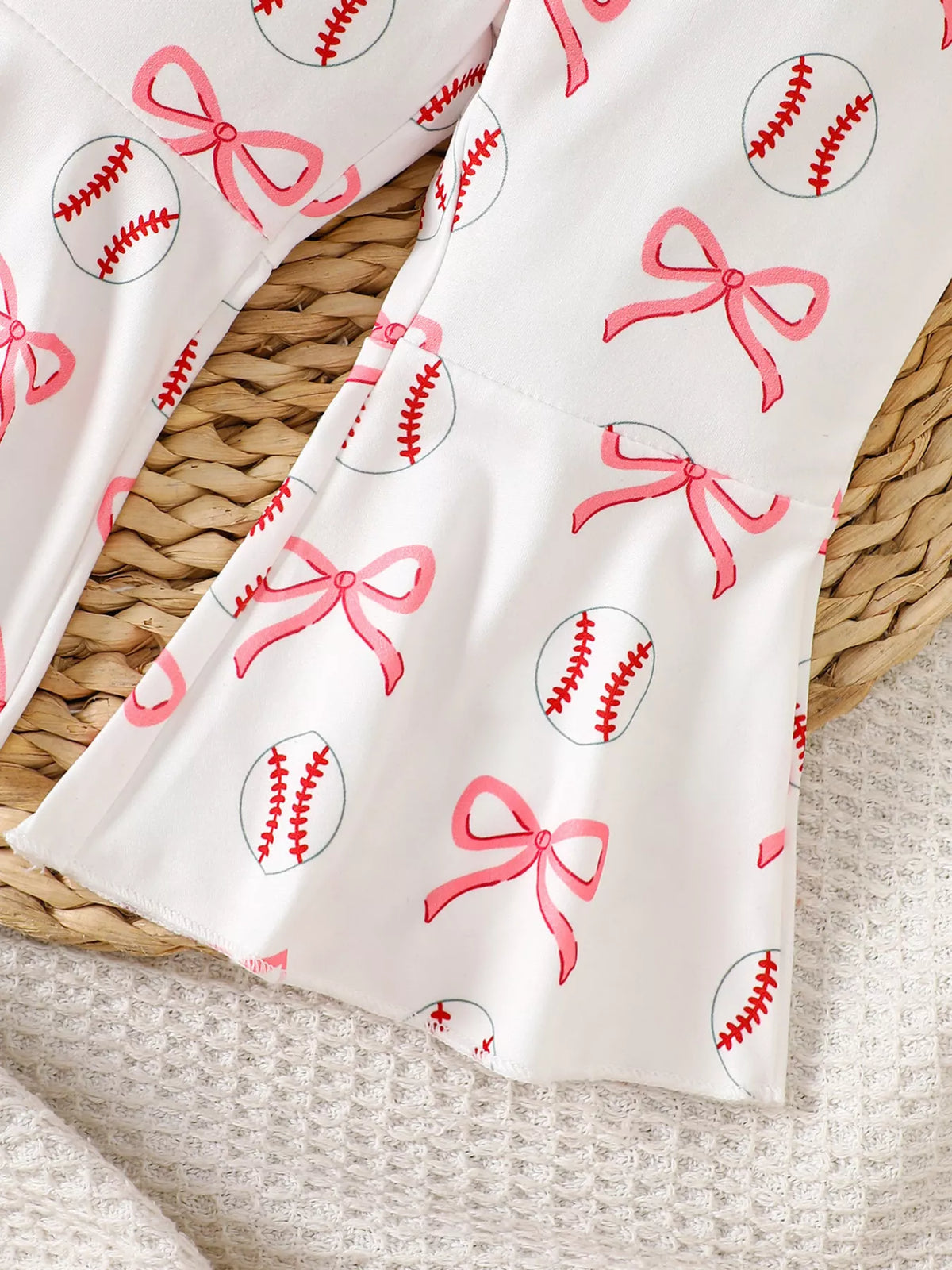 Children's Baseball Short Sleeve Bodysuit and Bow Pants Set with Headband - Lilixa.store