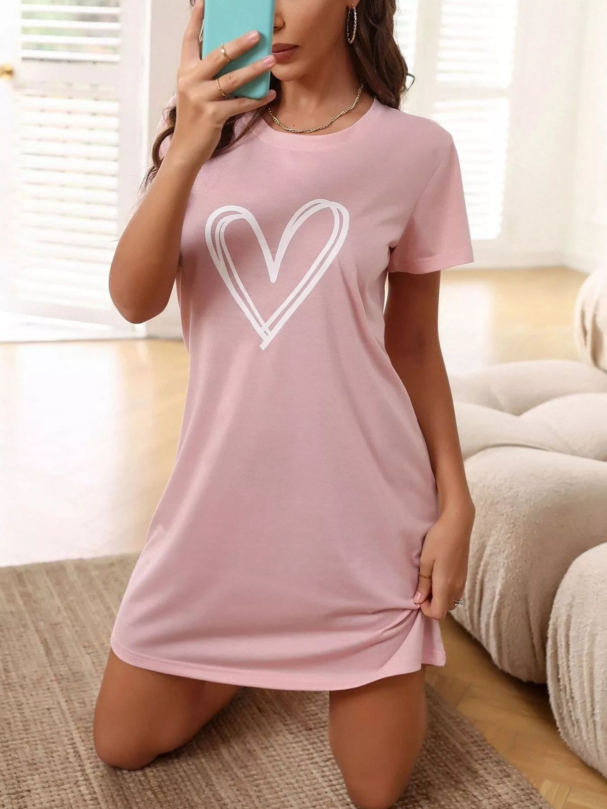 Heart Short Sleeve Lounge Dress