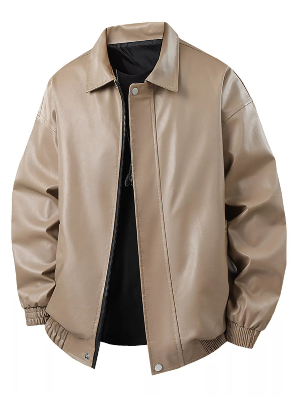 Men's Plus Size Zip Up Leather Jacket - Lilixa.store