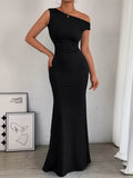 One-Shoulder Ruched Bodycon Maxi Dress - Lilixa.store