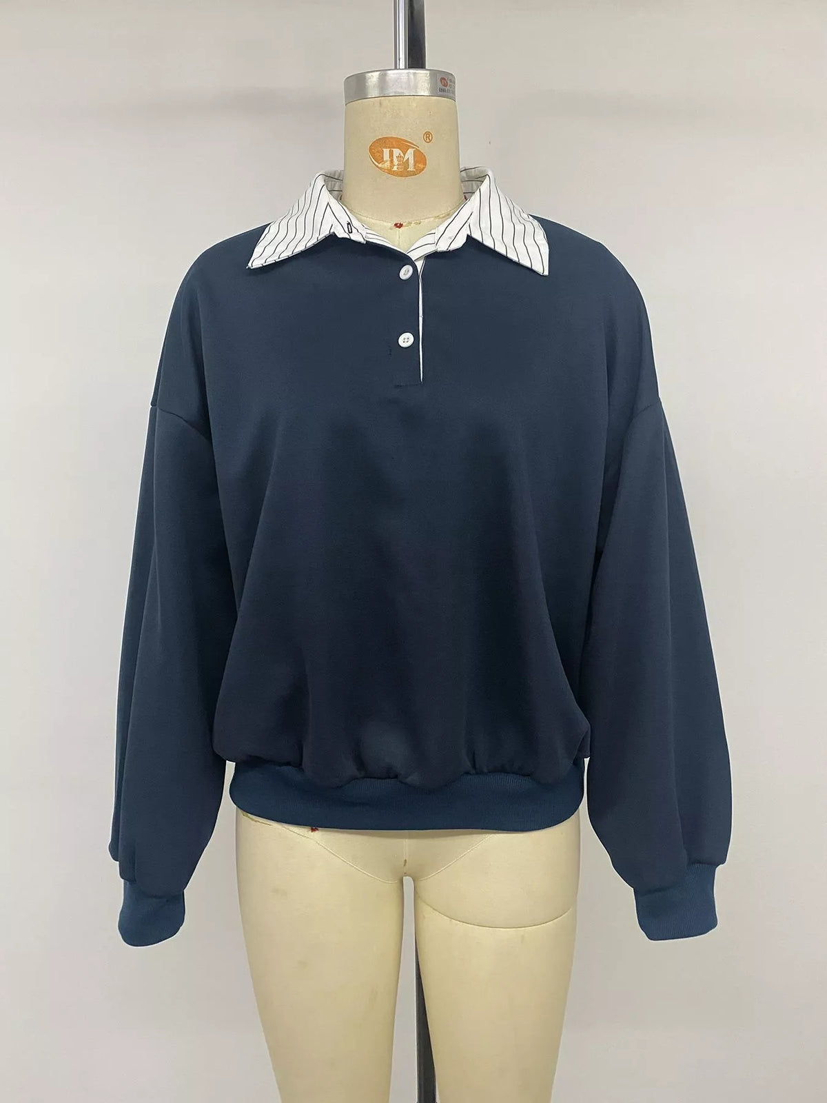 Button Detail Dropped Shoulder Sweatshirt
