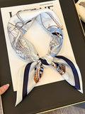 Nautical Print Silk Square Scarf - Lilixa.store