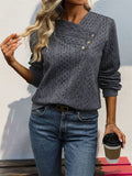 Perfee Decorative Button Long Sleeve Sweatshirt - Lilixa.store