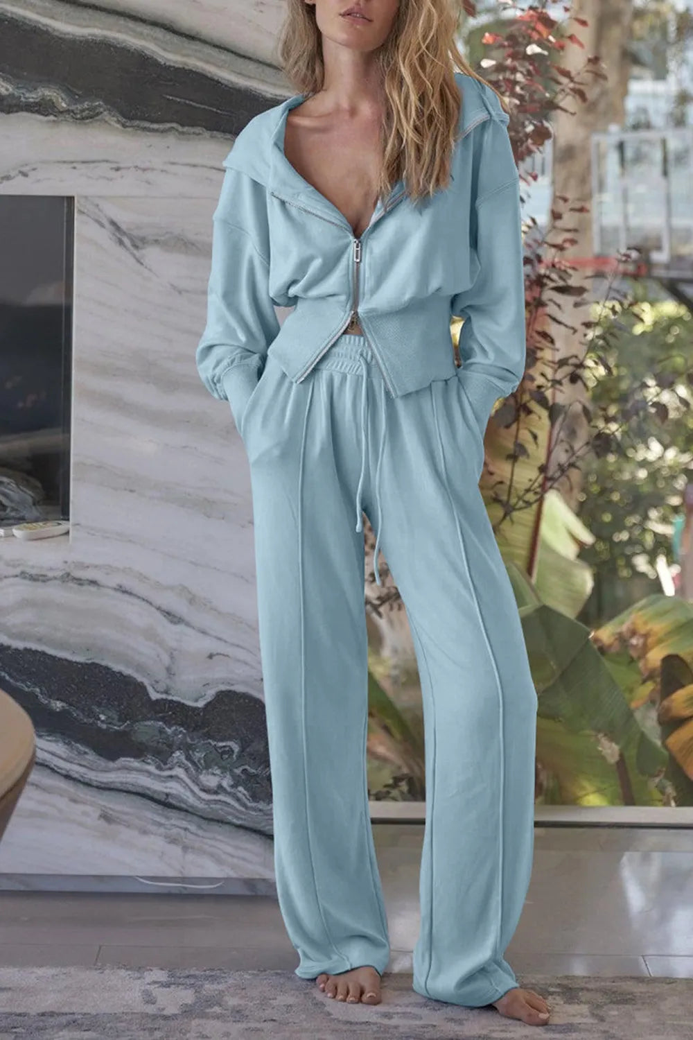 Zip-Up Hoodie and Pants Active Set - Lilixa.store